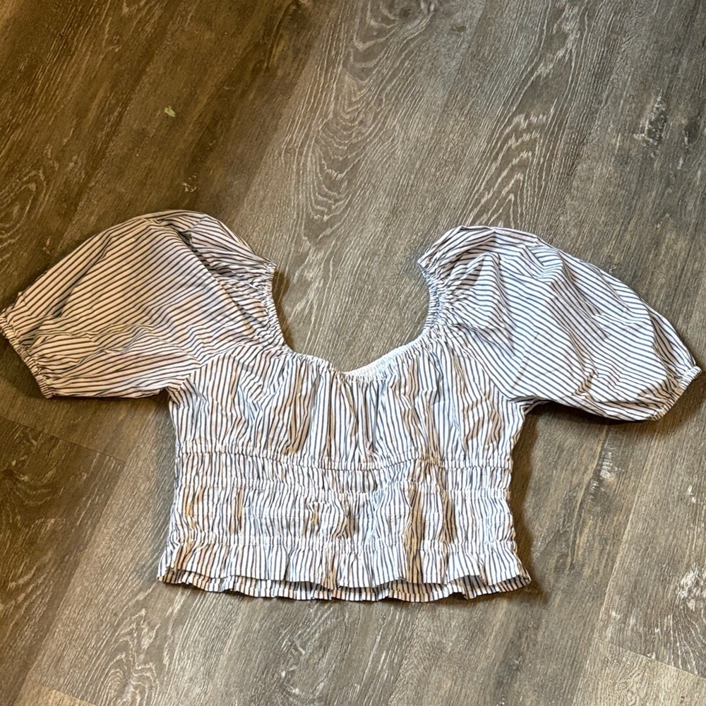 American Eagle Outfitters Blue and White Striped Blouse